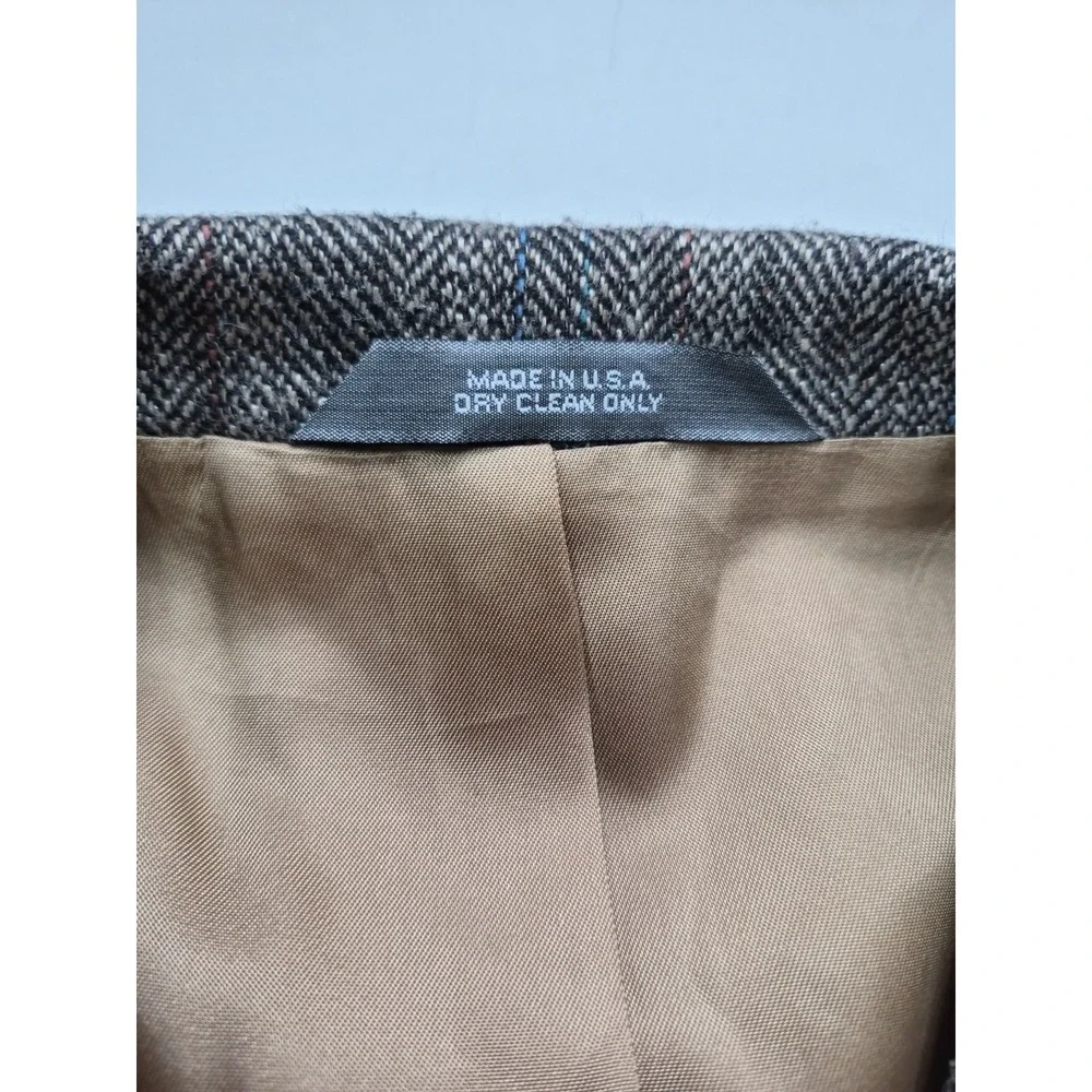 Haggar Imperial Vintage 41R Gray Wool Blazer 2 Button Sport Coat Herringbone USA
